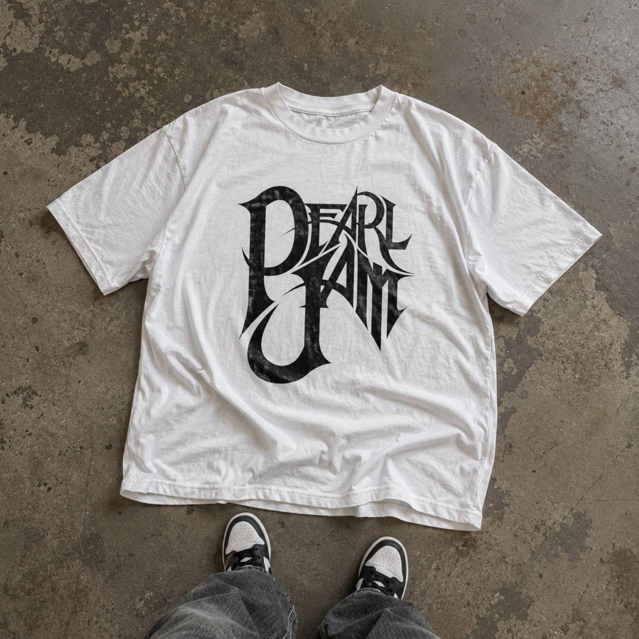 Pearl Jam White Graphic T-Shirt Vintage Style Rock Band Tee