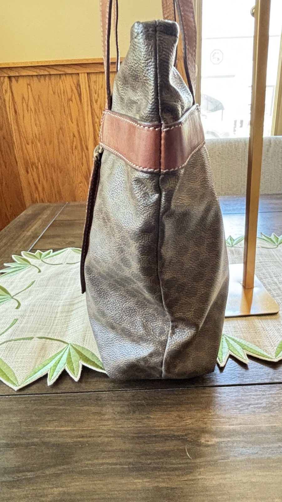 Authentic Celine Vintage Macadam Tote Brown Monogram Canvas Leather Italy Bag
