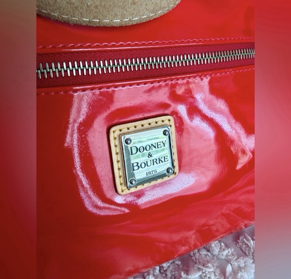 DOONEY & BOURKE ‘NINA’ EUC PATENT LEATHER SATCHEL IN VIBRANT RED