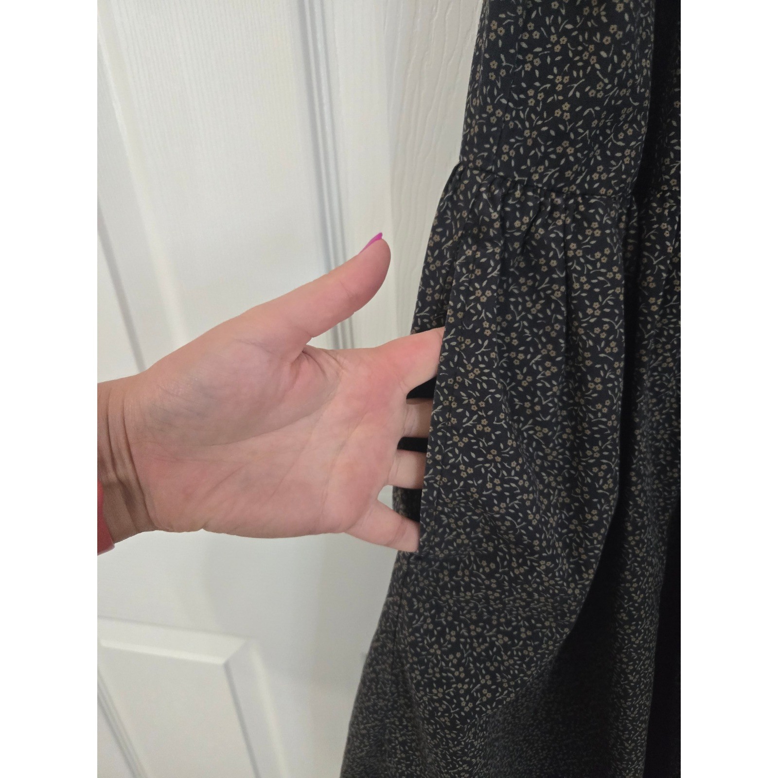 GAP Vintage Womens Large Black Floral Cotton Dropped Waist Midi Dress Sleeveless