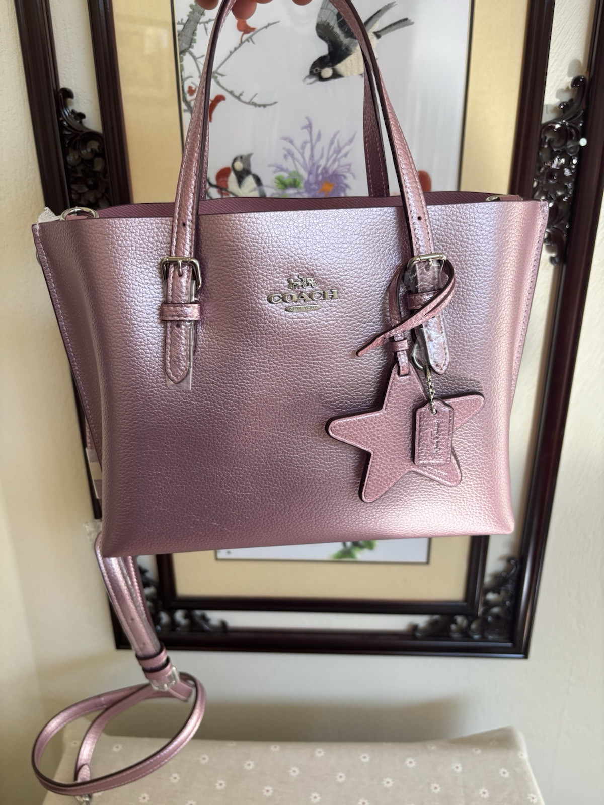 Coach Mollie Tote Bag 25 In metallic pink
