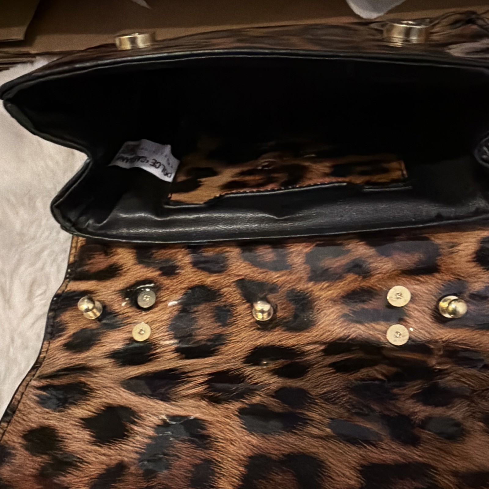 Dolce & Gabbana Leopard Print Mini Crossbody Bag Gold Chain Strap DG Logo