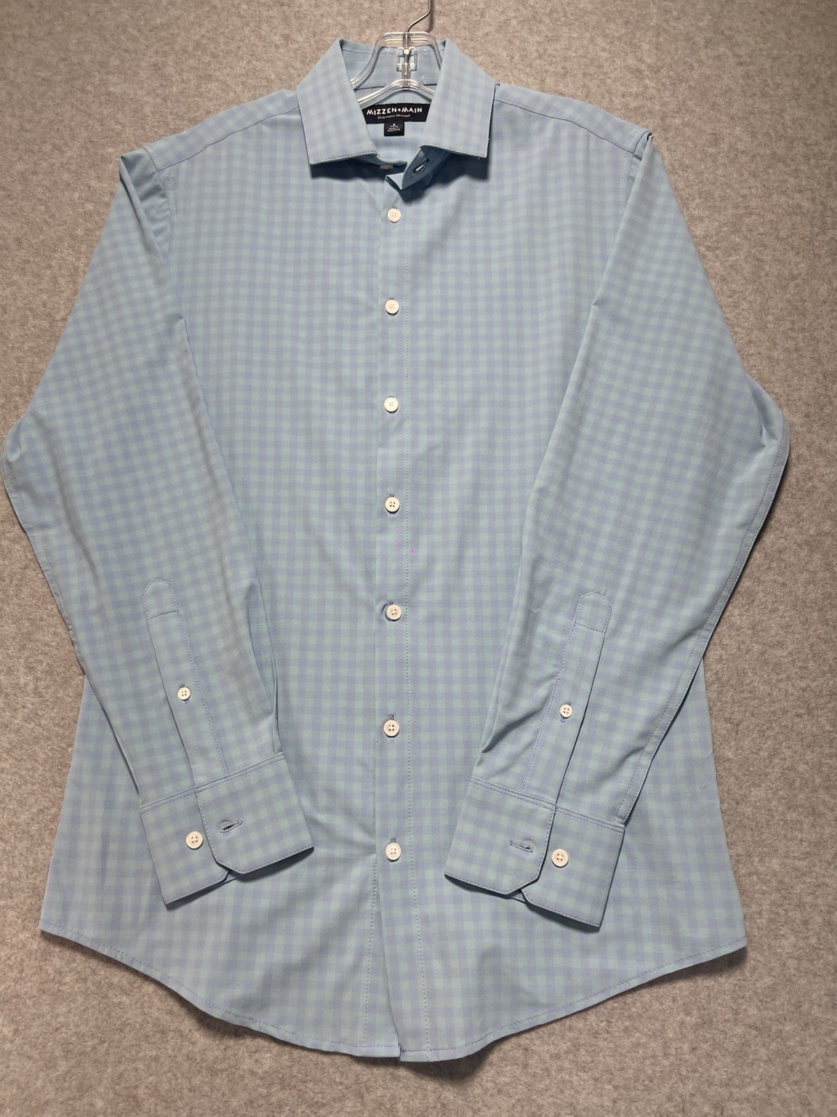 Mizzen+Main Performance Menswear Men’s Long Sleeve Shirt, Small, Plaid, Trim Fit