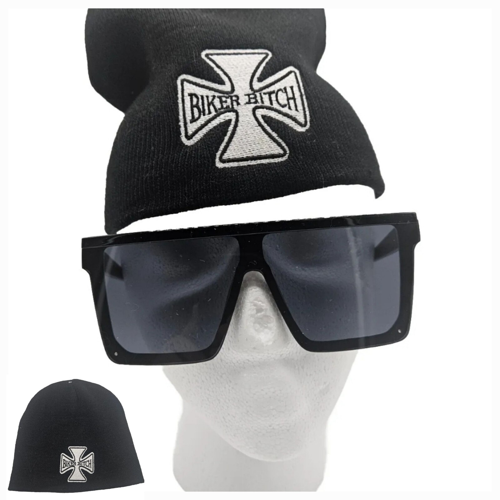Womens “Biker” Beanie Winter Knit Ski Hat