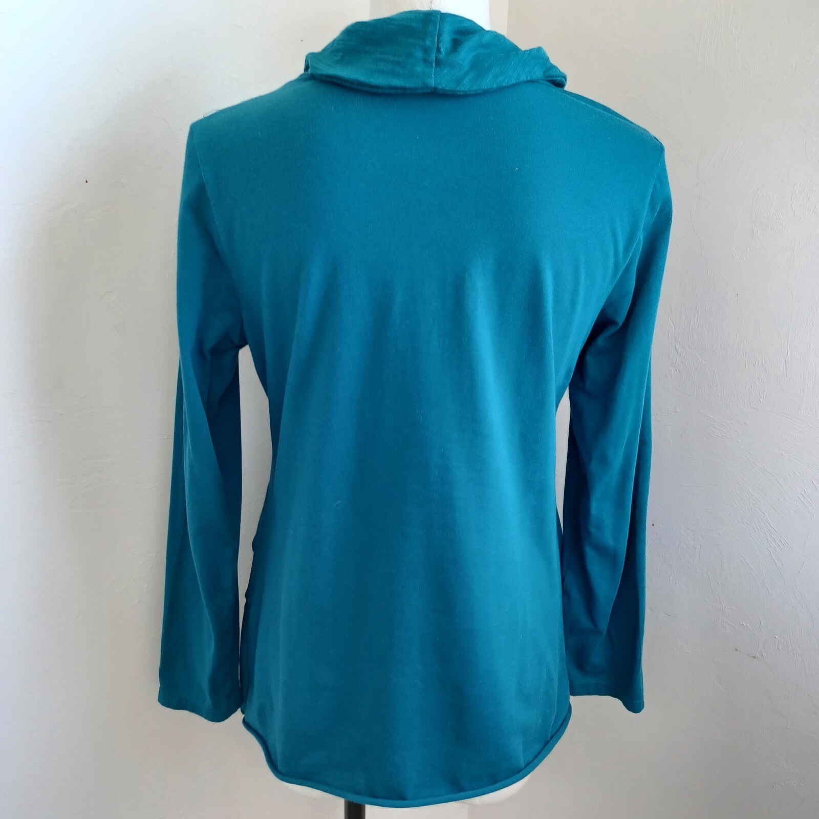 Soft Surroundings Top Womens Small Layered Cowl Neck Pullover Tee Shirt Teal