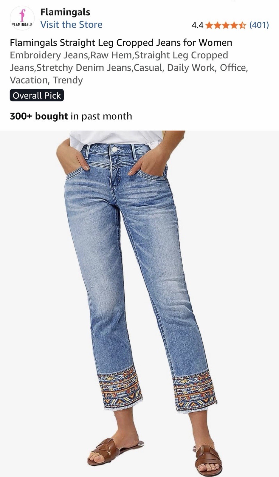 Flamingals Women’s Straight Leg Cropped Jeans Size: M Size Chart In Pictures