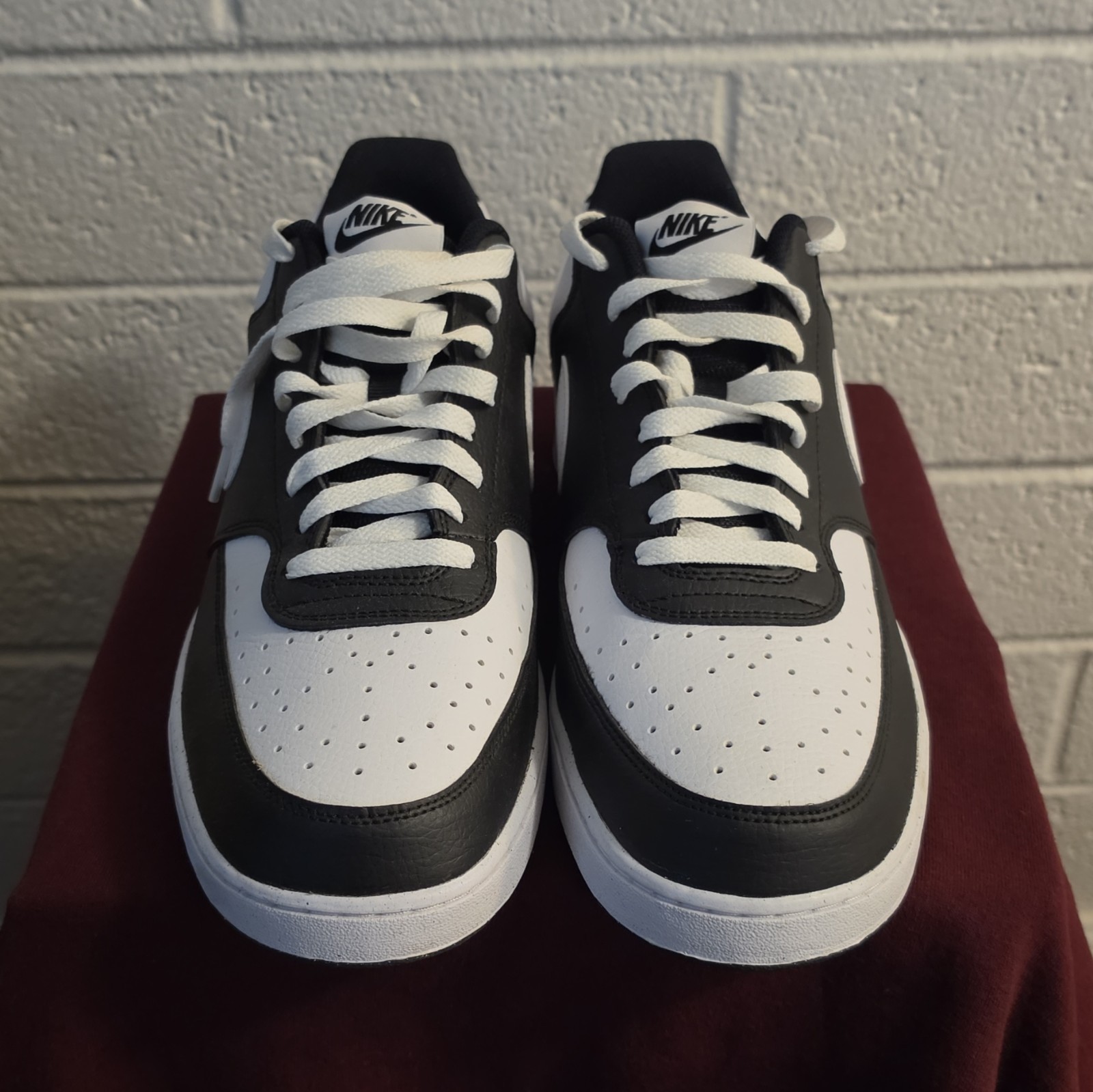 Nike Court Vision HM9862-001 Black/White Colorblock Low-Top Lace-Up Sneakers