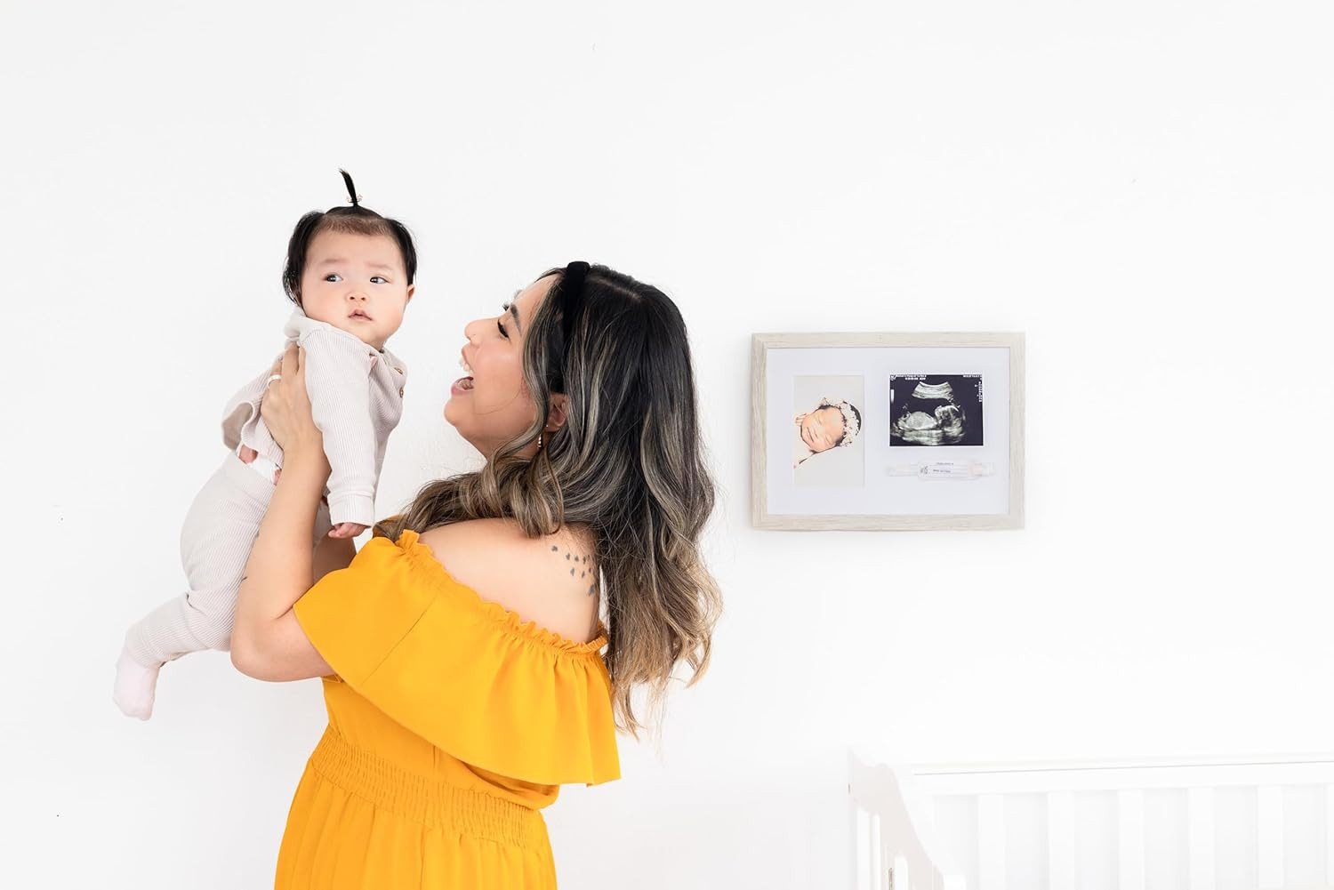 Rustic Baby Keepsake Frame with Sonogram, Photo and Hospital ID Bracelet Display
