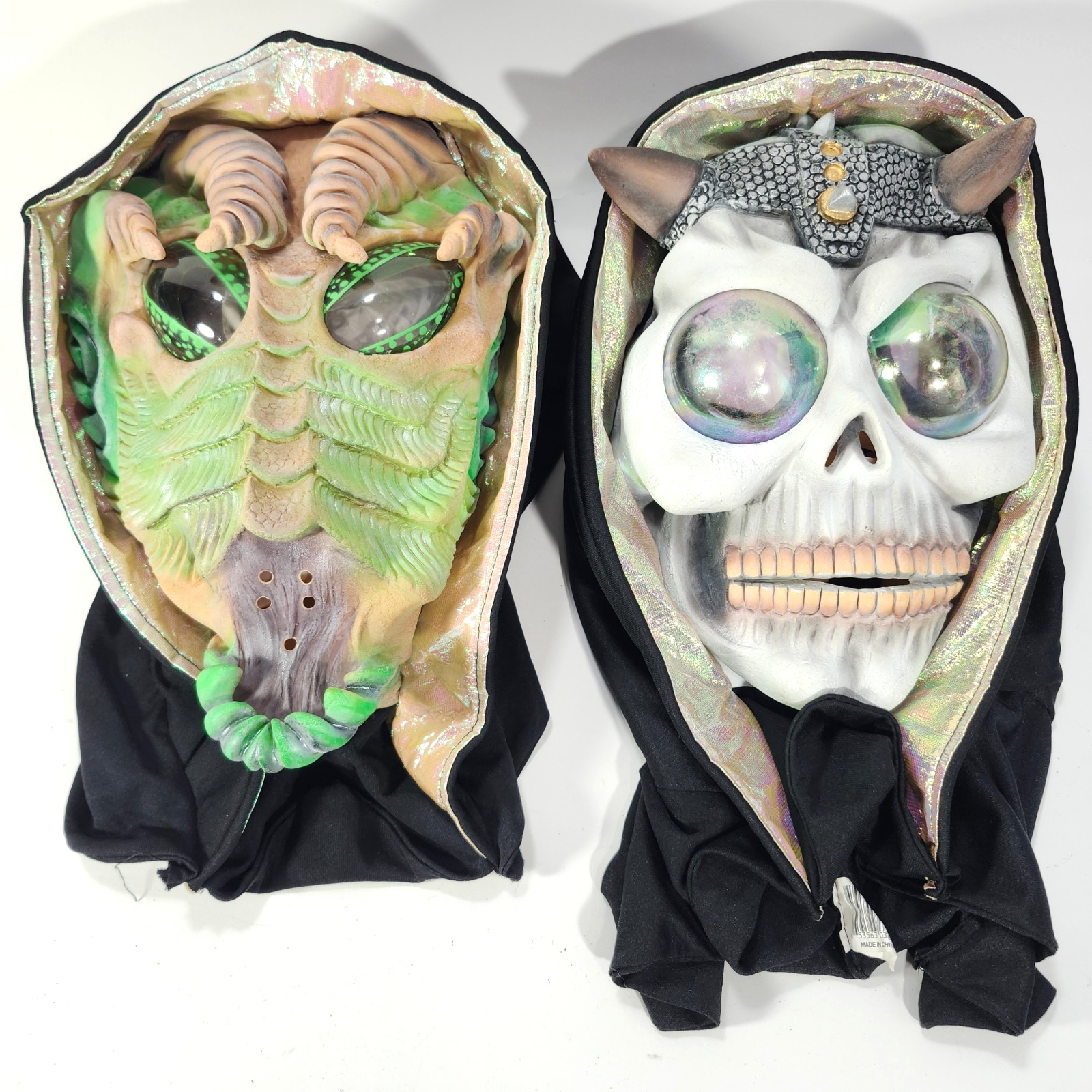 Alien Creature Halloween Masks Big Eye Bug Skull King Adult OS Hood Latex Pair