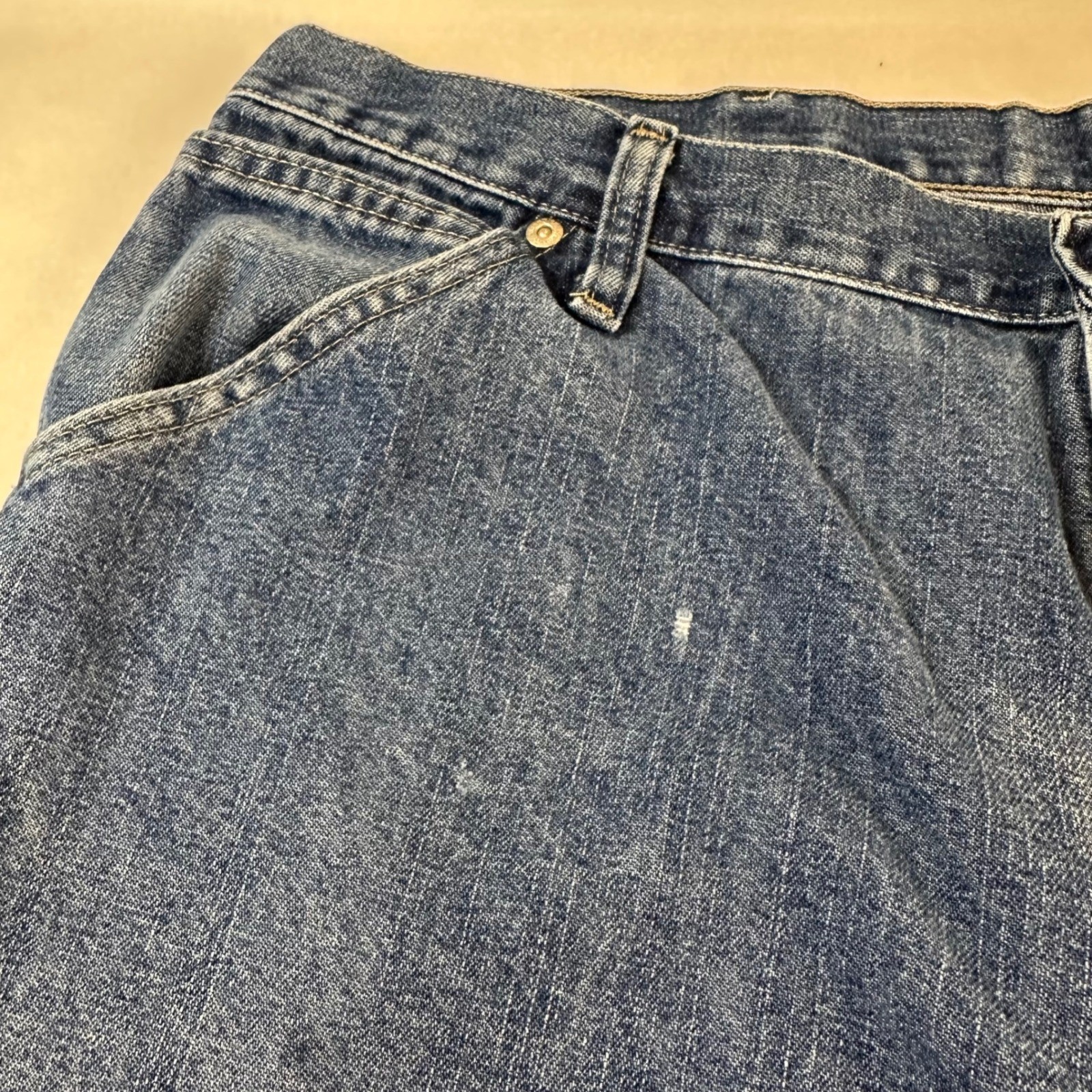 Wrangler Authentics Mens Blue Carpenter Jeans Straight Leg Workwear Denim 36×30