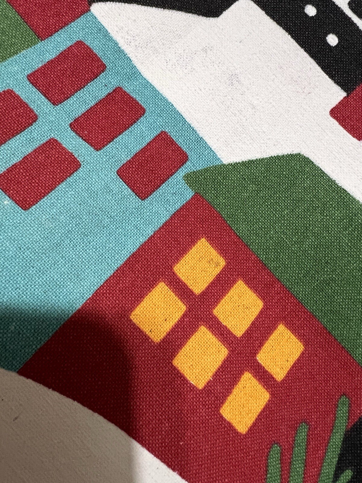 KALALOU-2-Sided Colored Houses/Snow/Trees Design-14 5/8 X 15 1/8 Canvas Tote Bag