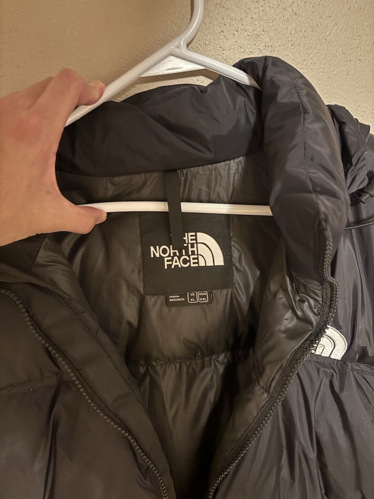 The North Face Nuptse 700 Down Hooded Full Zip Puffer Jacket Black XL