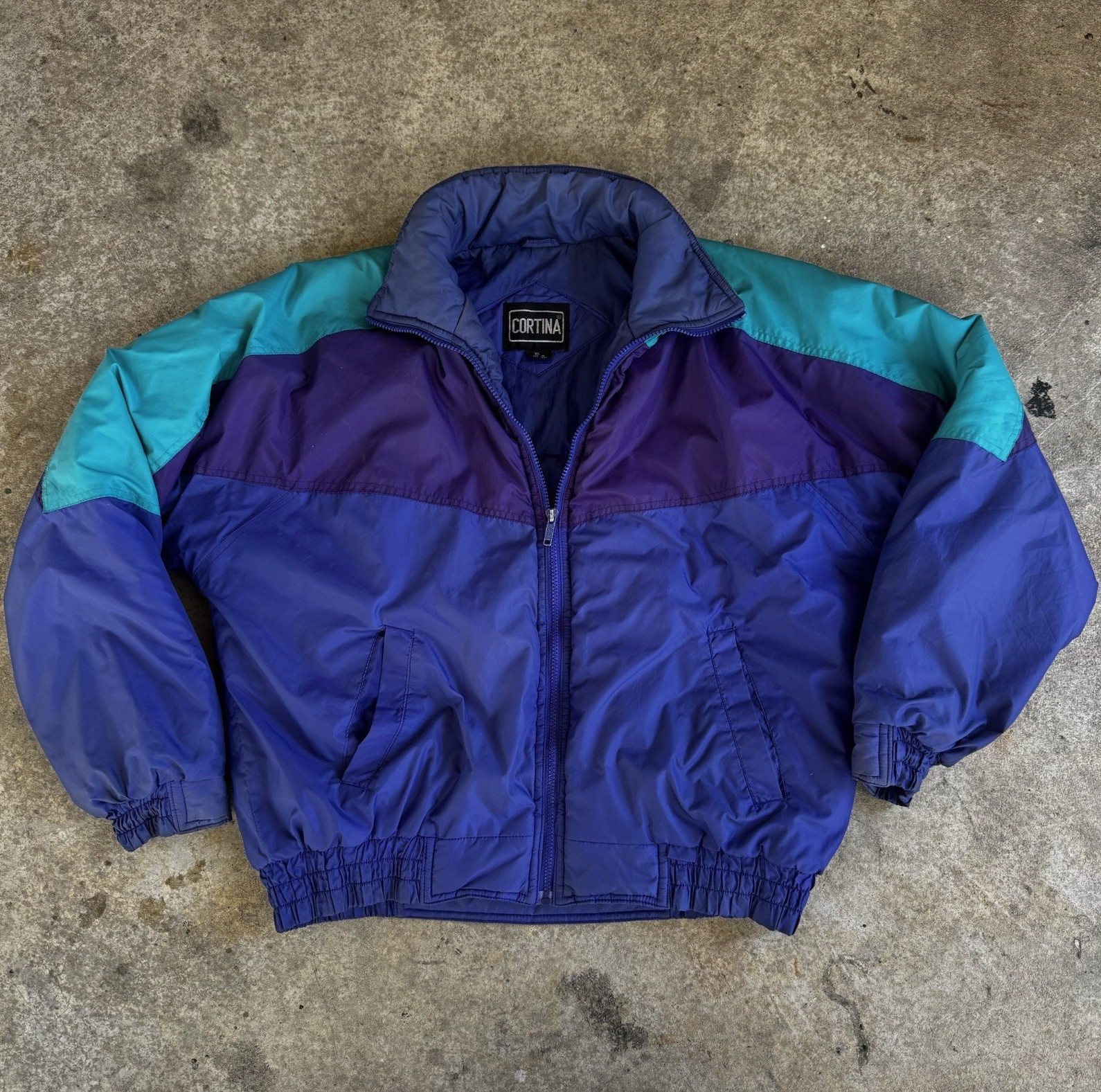 Cortina Puffer Jacket Full Zip Blue Purple Teal – Mena XL