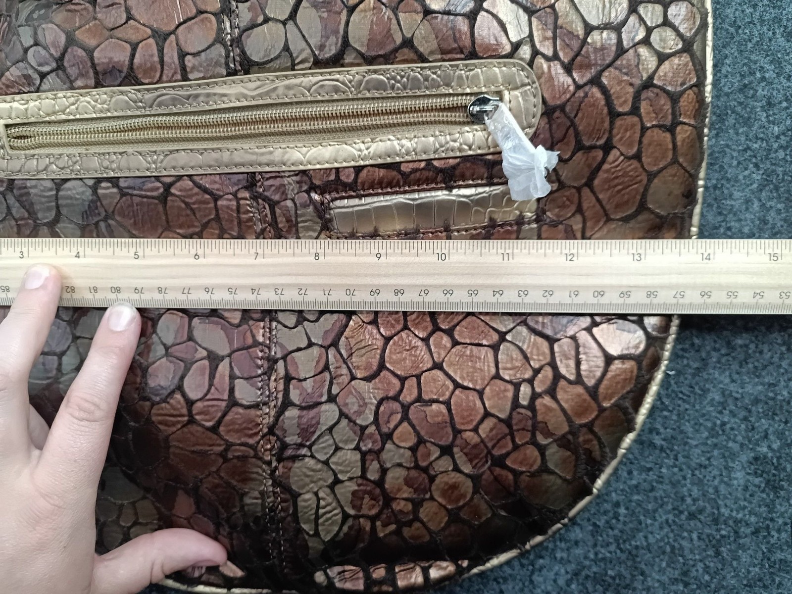 Madi Claire Brown Metallic Mosaic Hobo Shoulder Bag with Crystal Accents