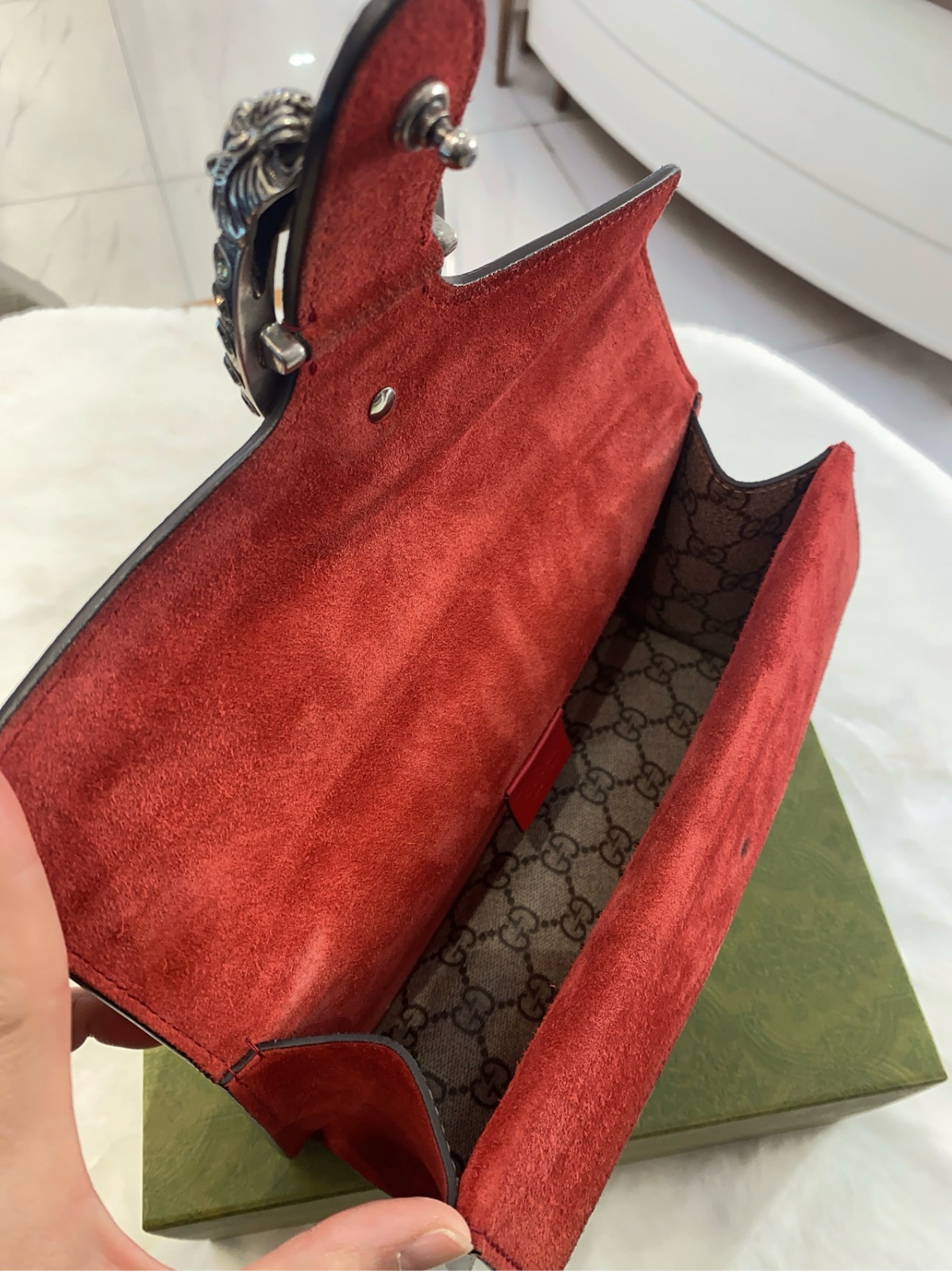 Authentic Gucci Dionysus Medium GG Supreme Canvas and Suede Shoulder Bag eBay AG