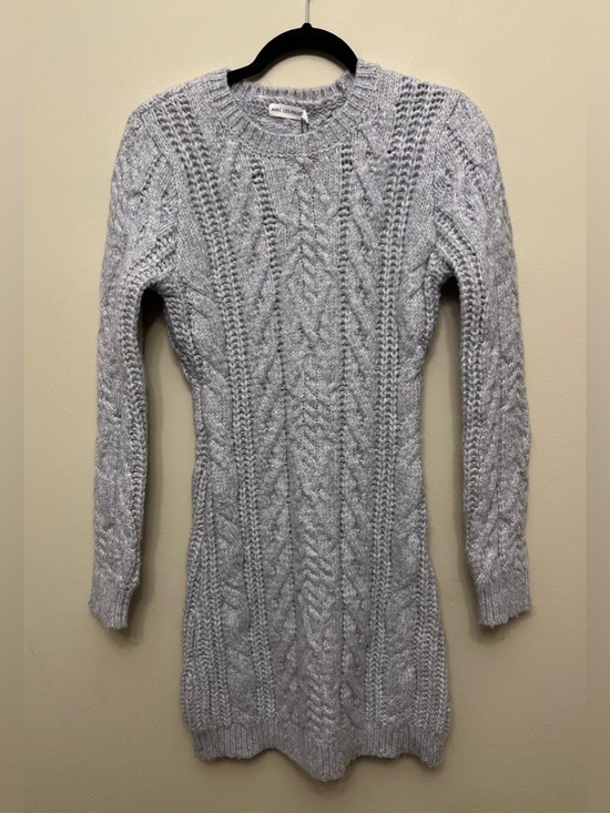 NWT Avec Les Filles Grey Cable Knit Sweater Dress Women’s Size Small