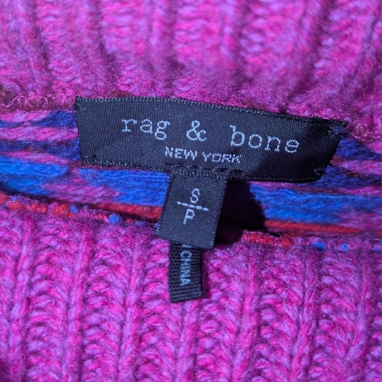 Rag & Bone Womens Willow Fairisle Purple Wool Turtleneck sweater