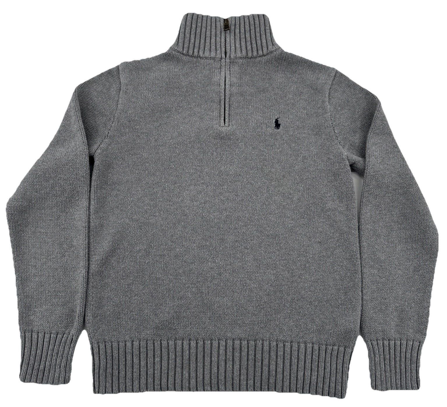 Polo Ralph Lauren 1/4 Zip Knit Sweater Boys Large 14-16 Gray Youth Logo