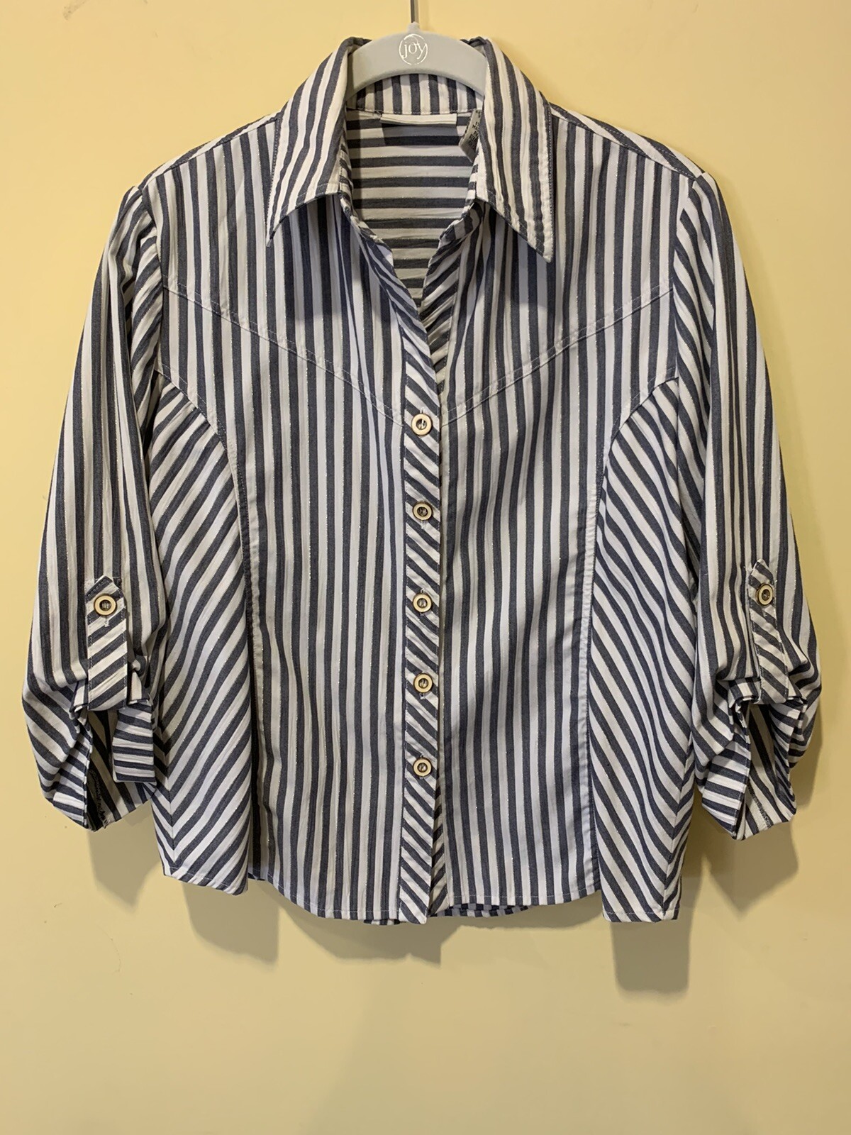 DRAPER’S & DAMON’S Petites Women’s Top Gray Striped NWOT Size Petite Small PS