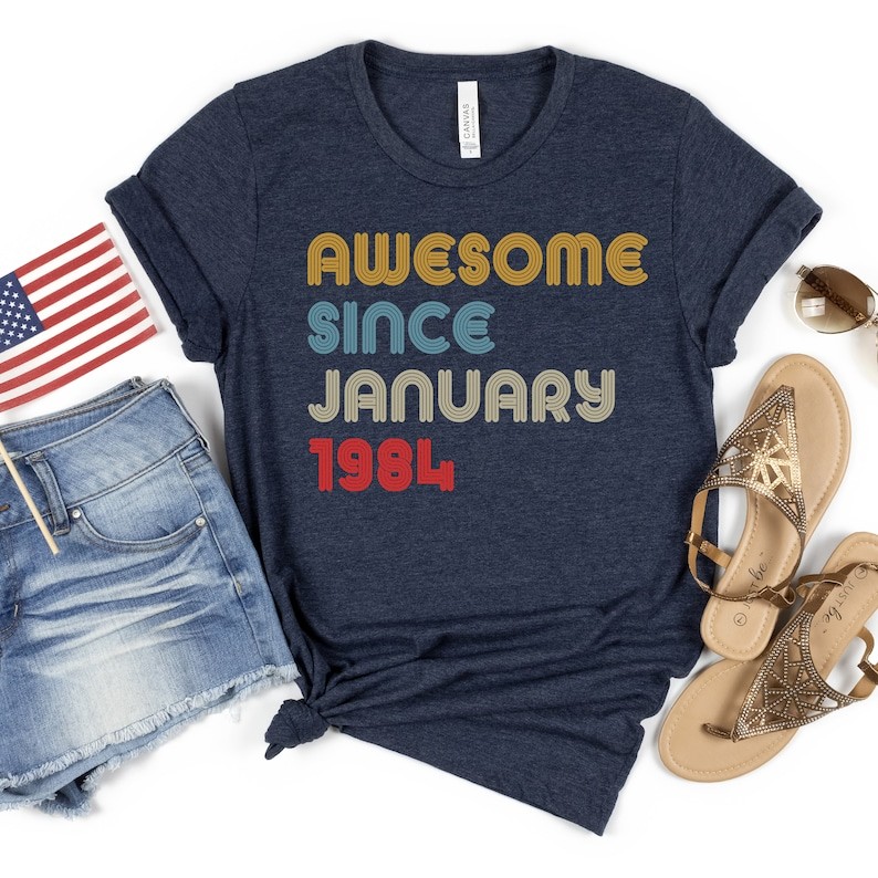 Custom Awesome Since Comfort Tee Personalized Birthday Gift Shirt Soft Top
