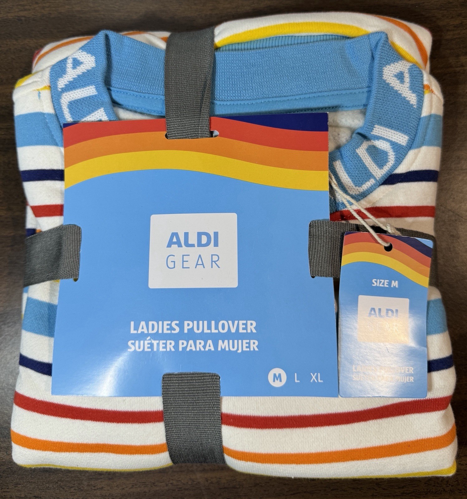 Size Medium Aldi Gear 2024 Womens Striped Pullover Sweatshirt Crewneck Spring