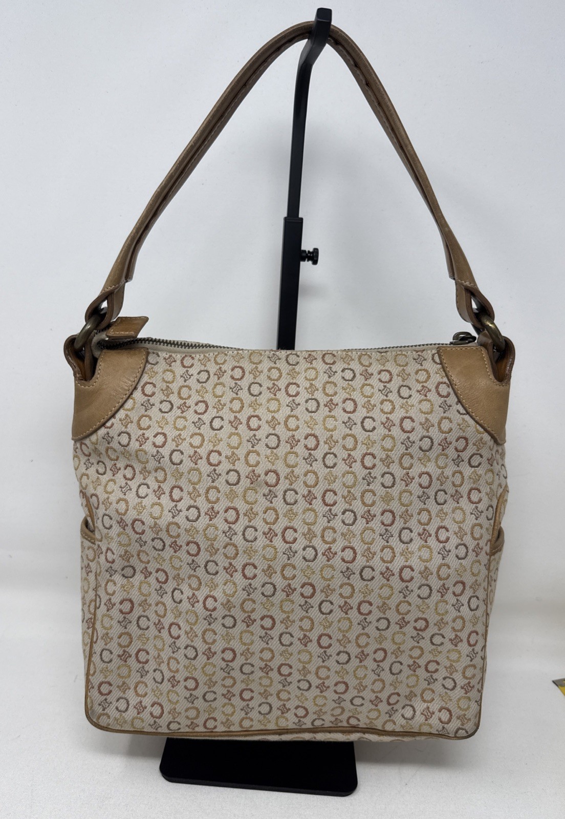 CELINE Vintage C Macadam Canvas Beige x Brown Women’s Authentic