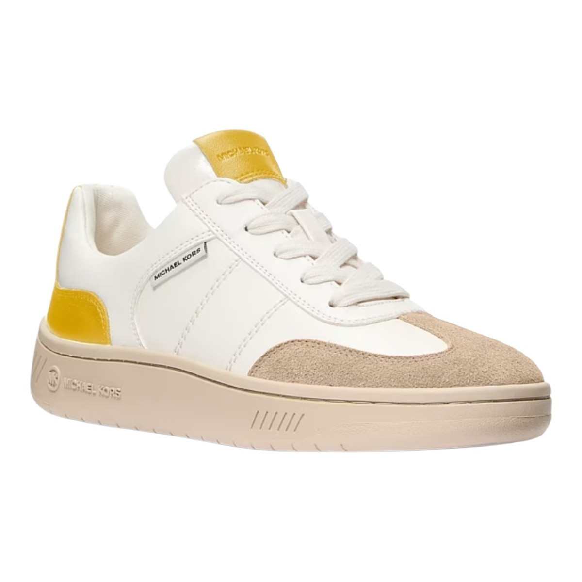 Michael Kors Men’s Colorblock Lace-Up Low Top Sneakers White/Beige/Yellow 8.5