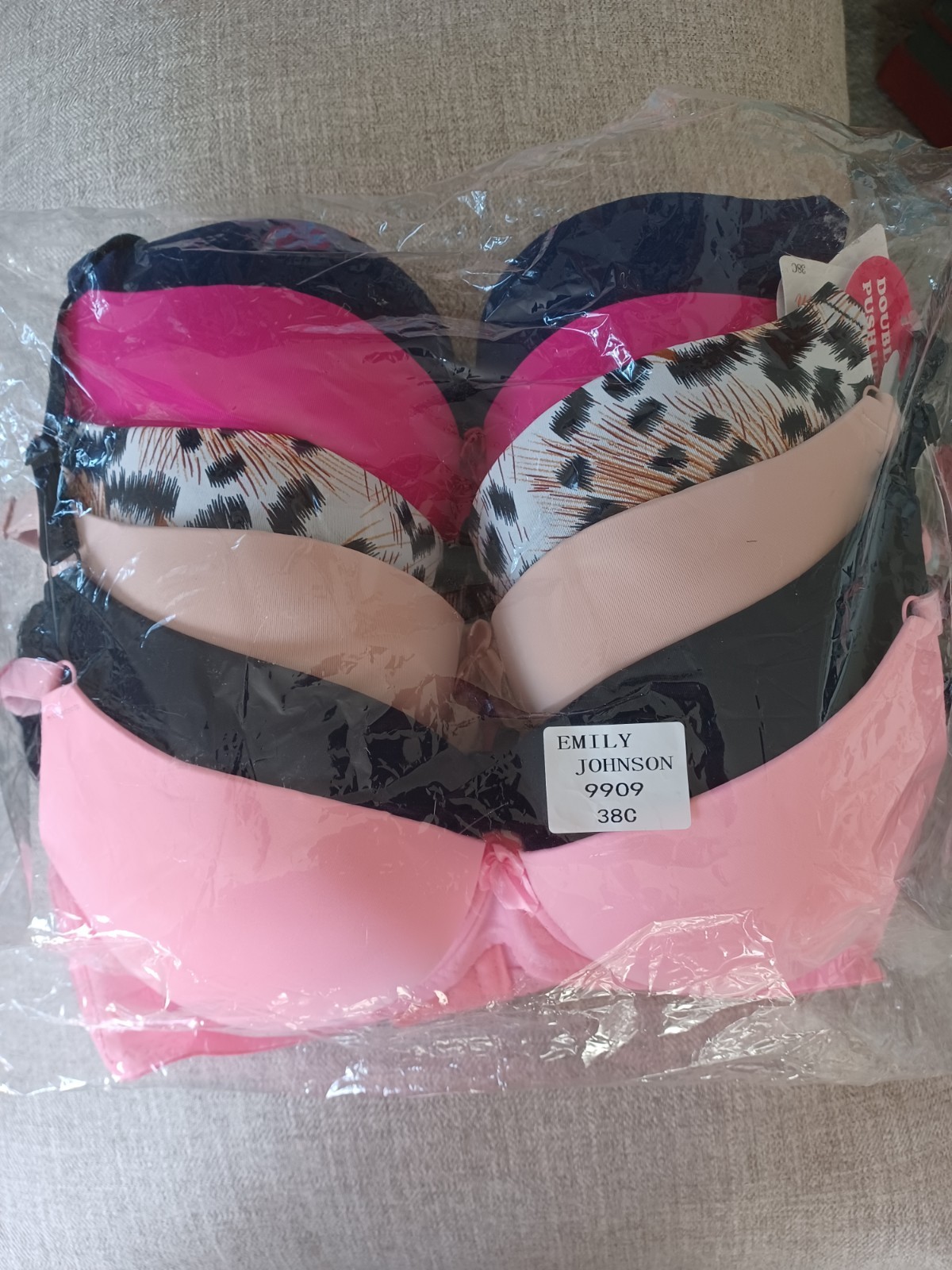 Add 2 Cup Sizes Extreme Ultimate Lift Padded Cross Front Print Push Up Bra