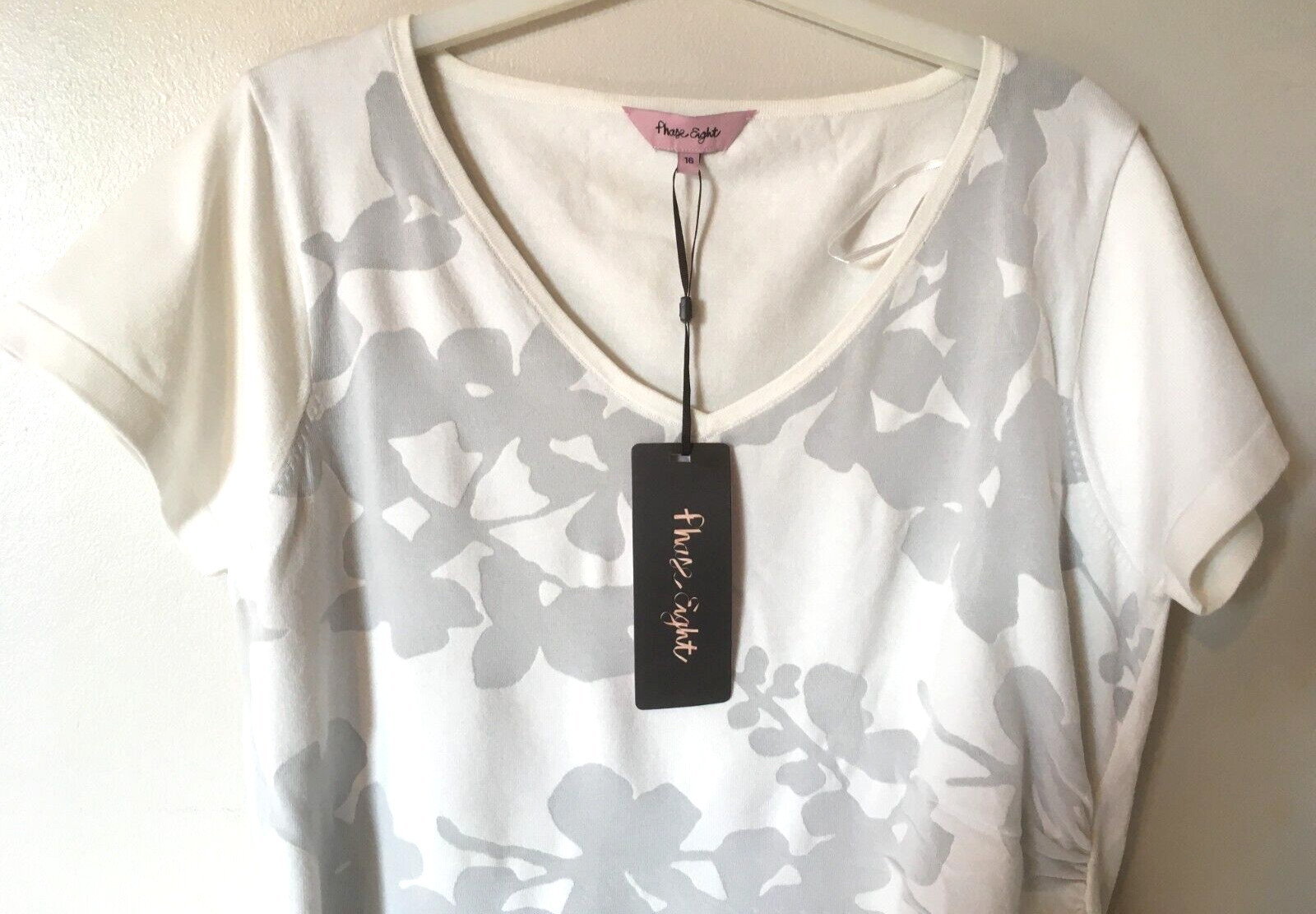 Phase Eight Burnout Top V Neck Leticia Knit Floral Size 16 Uk BNWT RRP £59 Ivory