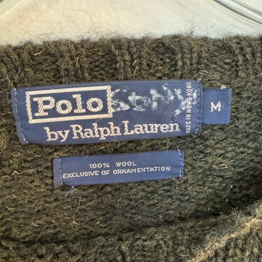 Vintage Polo Ralph Lauren 100% Wool Sweater Elbow Patches Men’s M Forest Green