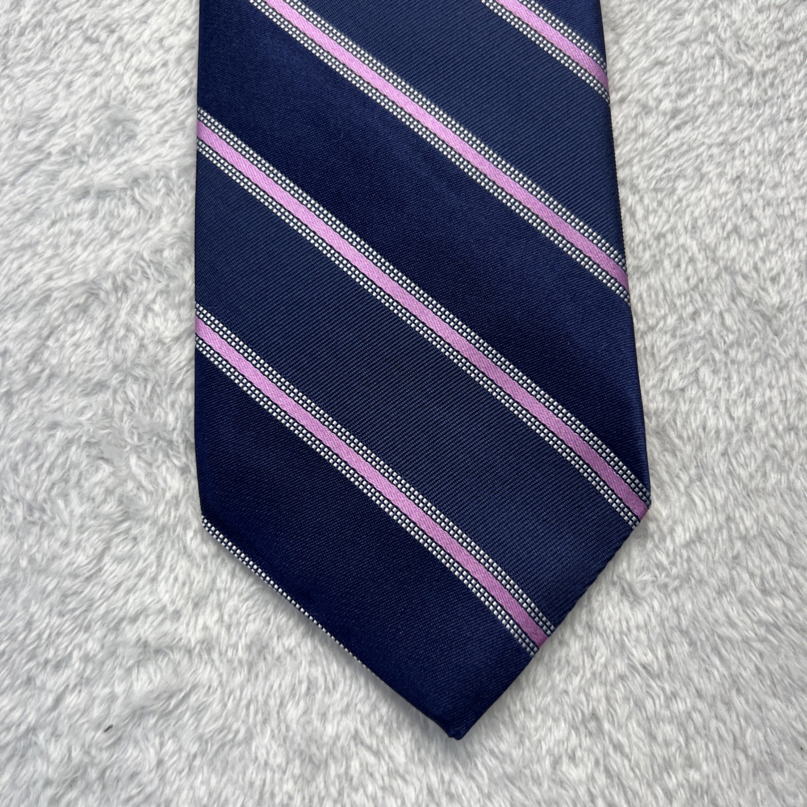 Brooks Brothers Blue Pink Stripe Mens Necktie 3.25×58” 100% Silk Made In USA
