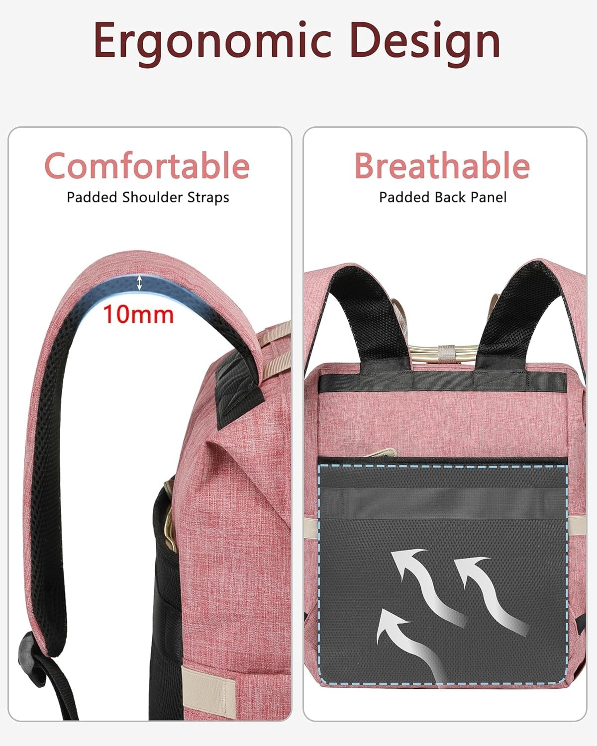FALANKO Backpack for Women,Wide Open Work Large Student Bookbag for 15.6 Inch
