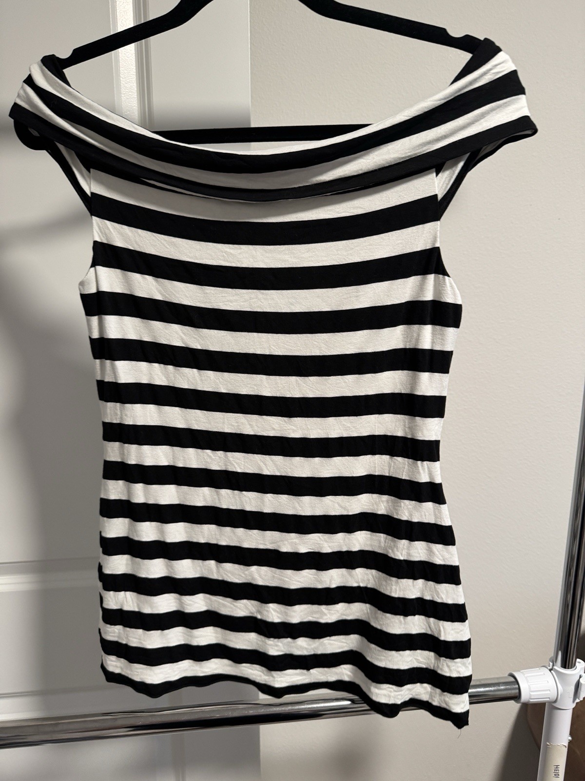 Bailey 44 Black White Striped Crisscross Wrap Tank Top Large Made in USA
