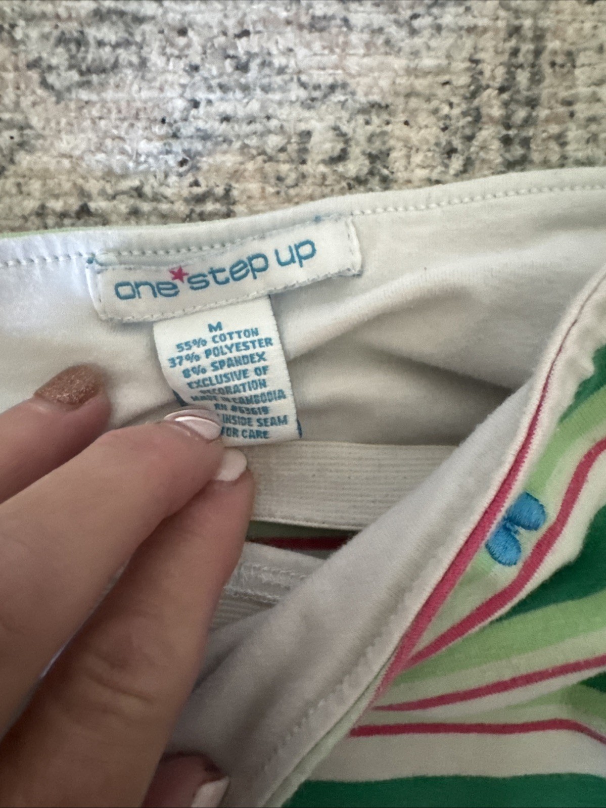 One Step Up Vintage Green Pink Butterfly Tube Top 90’s Y2K Size Med