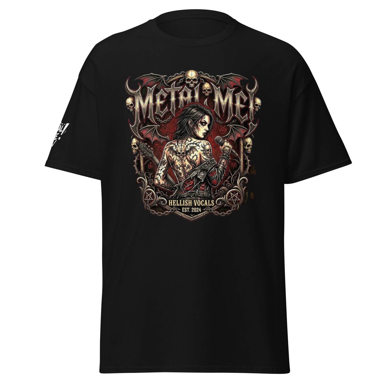 T- shirt “Hellish Vocals ” Tattoo Style, Heavy Metal