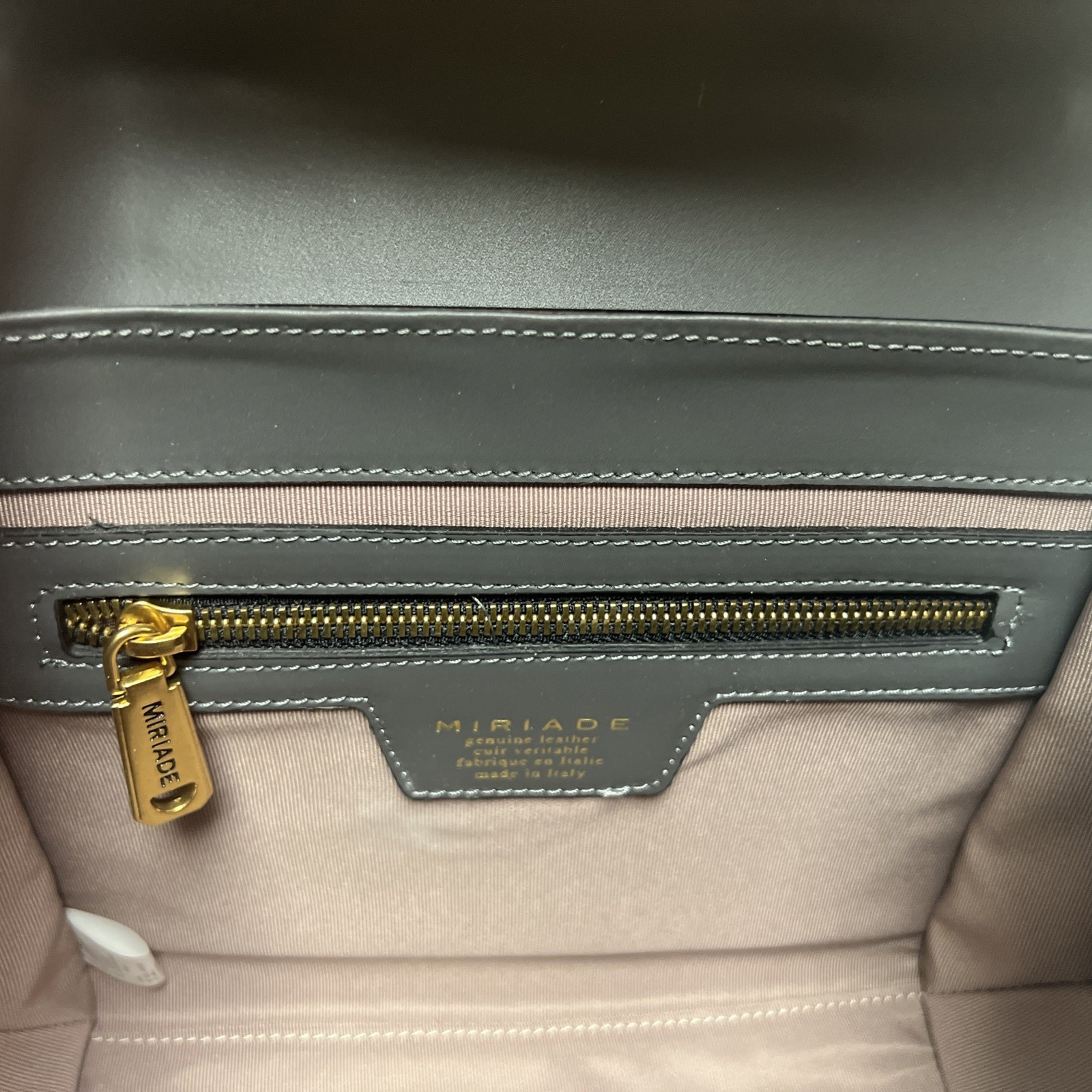 WOMEN MIRIADE ASTER GRIGIO GRAY LEATHER SHOULDER BAG – MADE IN ITALY