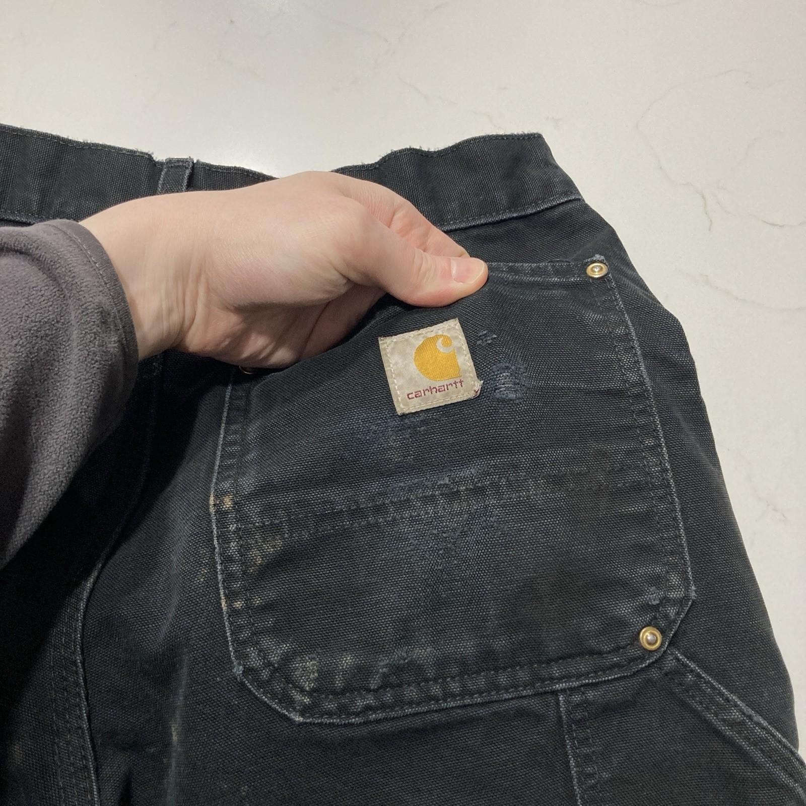 Carhartt B01 BLK Double Knee Work Pants Mens 31×32 (Fits 30×31) Distressed
