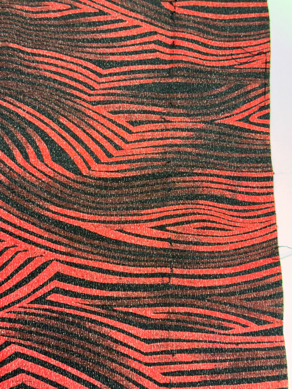 Japanese Vintage Kimono Fabric cloth Boro silk Red Black Tradition Dirt 57×7.4in