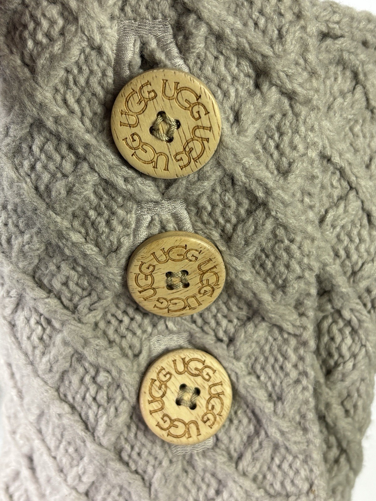 UGG Beige Lattice Cardy Tall BOOTS Size 7 Sweater Knit Button 3066 Cuffable