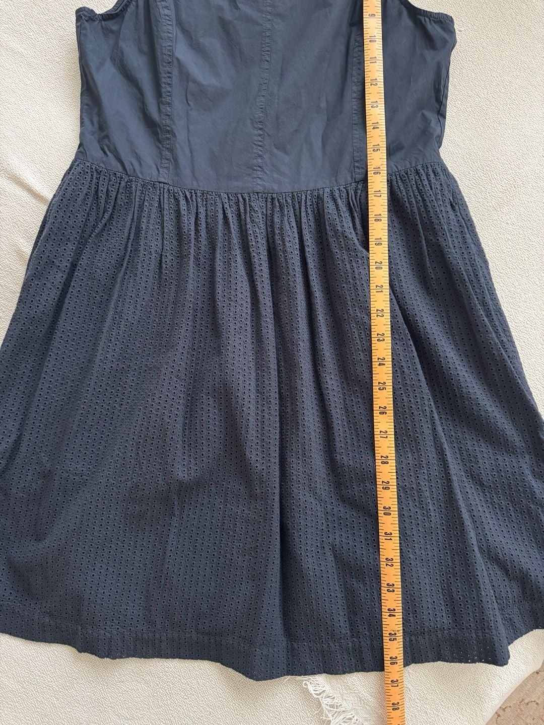 Lilla P Navy Eyelet High-Neck Sleeveless Mini Dress