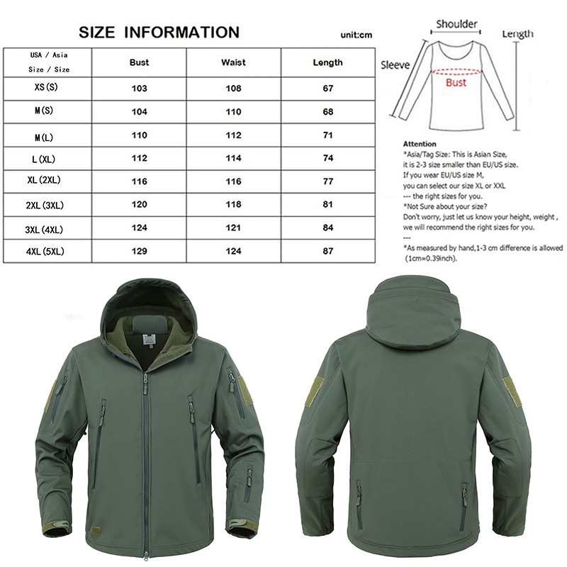 Tactical Jacket Mens Waterproof Military Coat Soft Shell Work Windbreaker Jacket