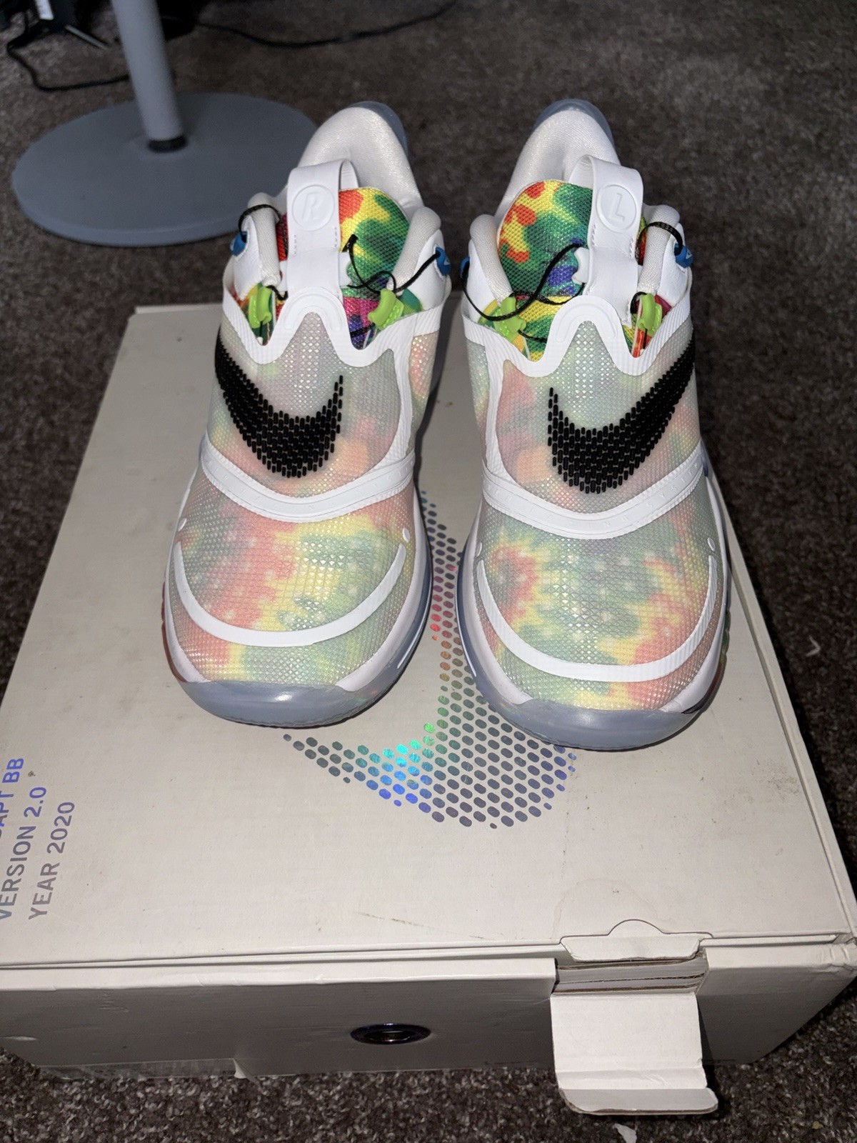 Nike Adapt BB 2.0 Tie-Dye Multicolor Low Top Basketball Sneaker BQ5397-100 2020