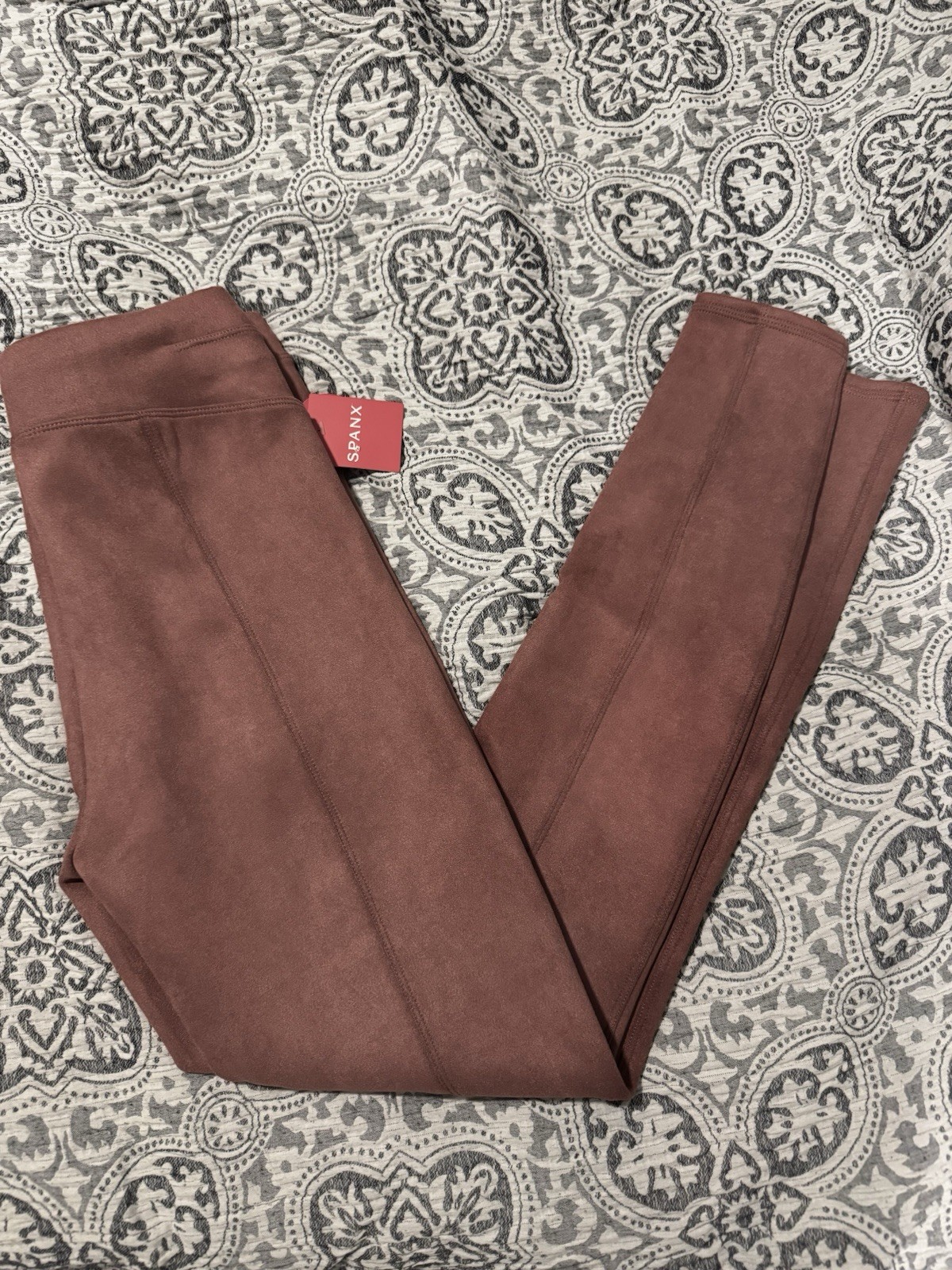 SPANX Faux Suede Leggings Rich Rose S High Rise Elastic Waist