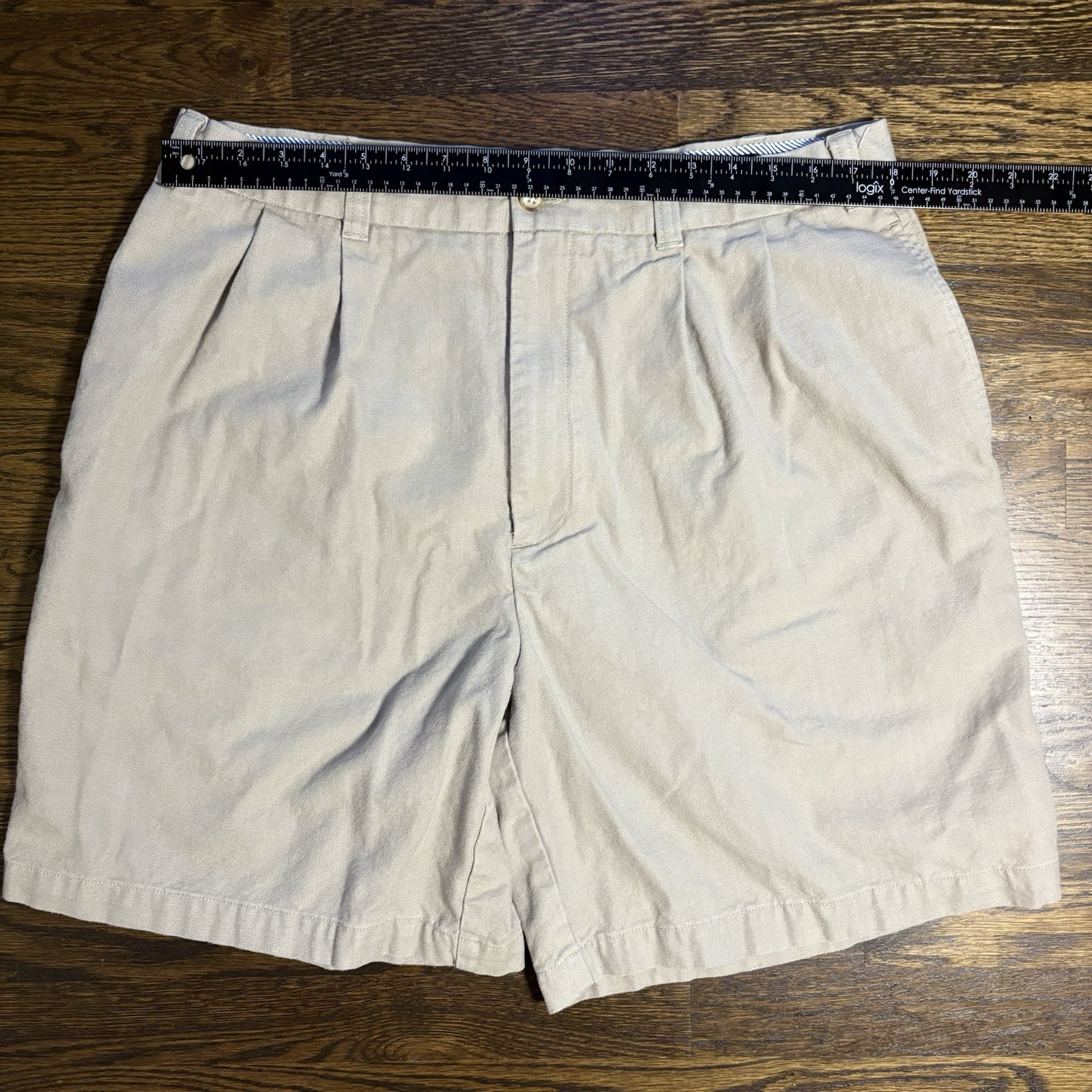 Daniel Cremieux Collection Mens Khaki Pleated Cotton Shorts Tan Size 38