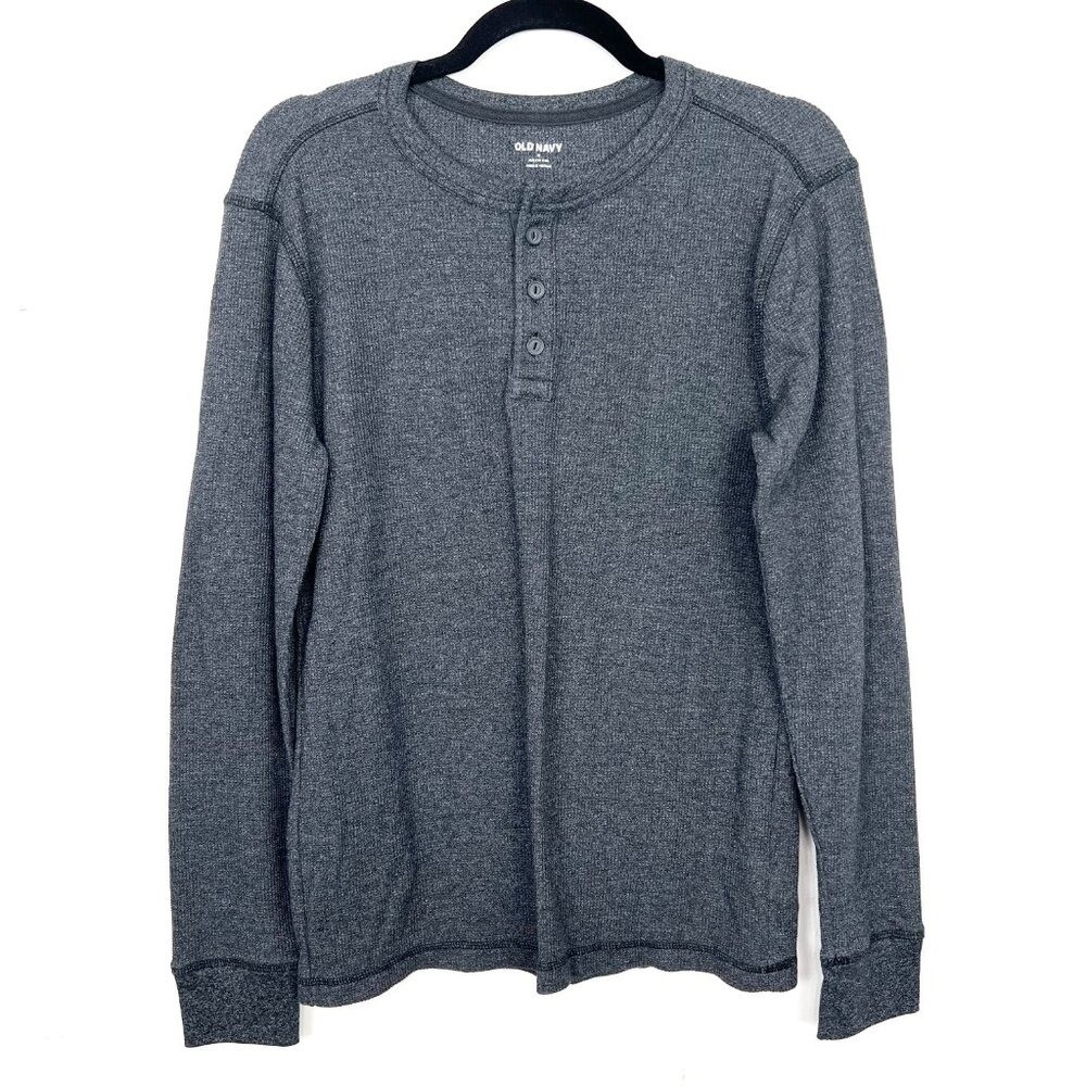 Old Navy Thermal Henley Long Sleeve Shirt Built In Flex Grey Men’s Medium