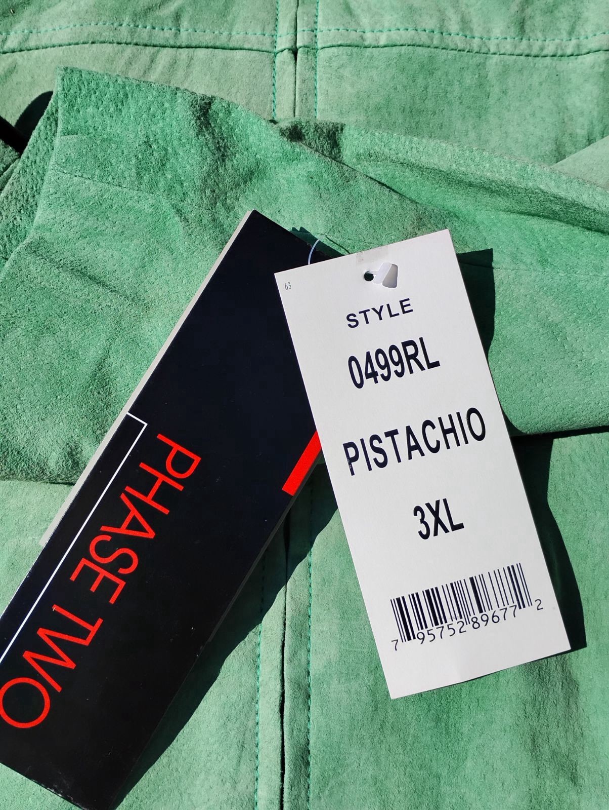 Vintage Phase Two Leather Pistachio Green Jacket For Men Size 3XL
