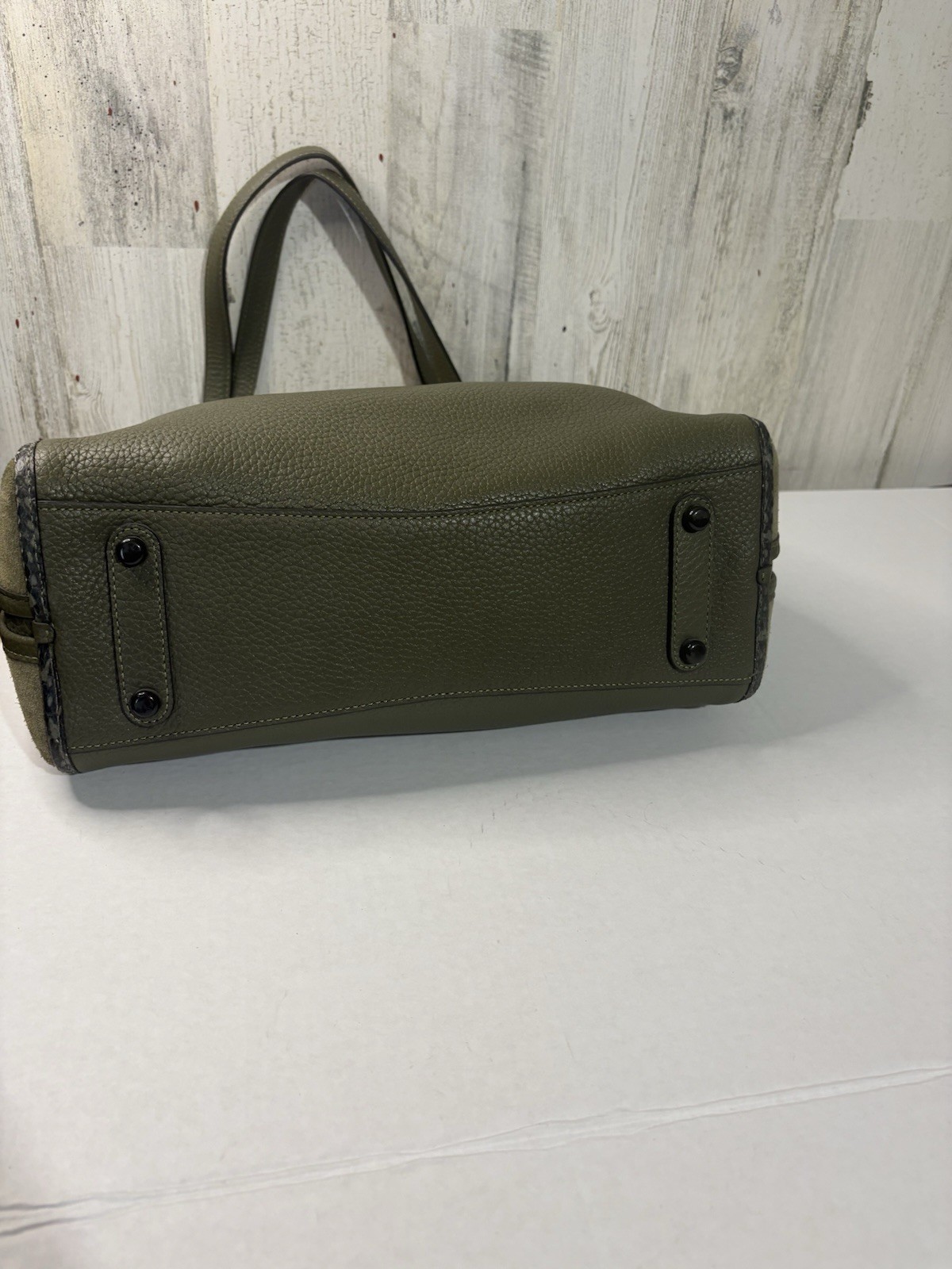 Coach Lori Shoulder Bag Army Green Pebbled Leather/Suede