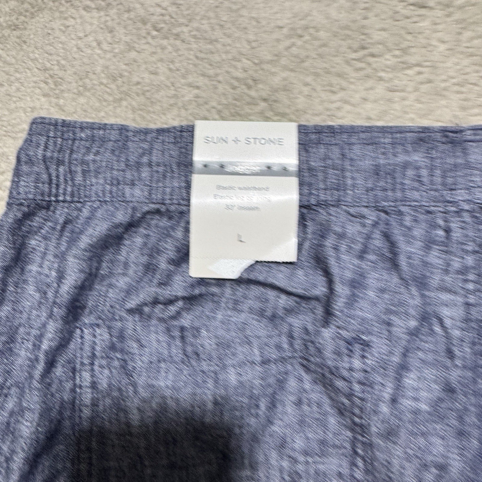 Sun + Stone Pants Mens Large Linen Joggers Basic Navy Stretch Drawstring 34×26.5