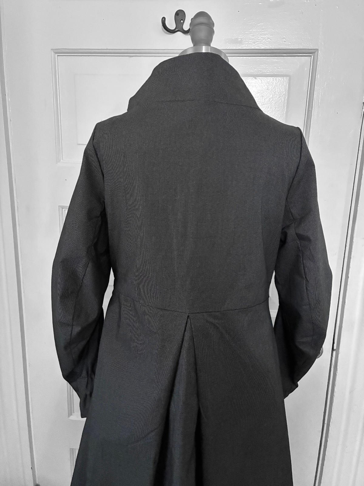 Ann Demeulemeester High Neck Asymmetrical Coat Dark Gray Black Lined Size 38 S M