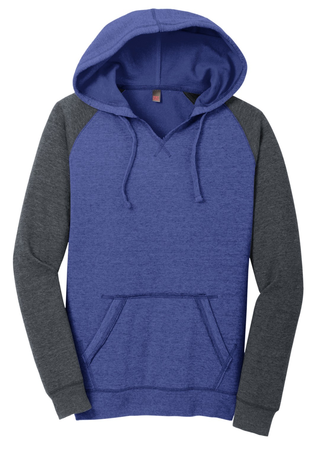 DT296 Women’s Lightweight Fleece Raglan Hoodie Heather deep Royal/Charcoal Sz M
